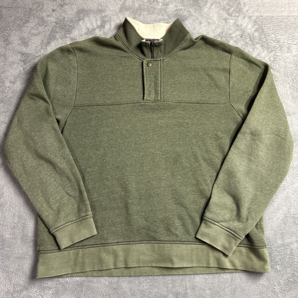 Orvis 1/4 Zip + Snap Up Pullover Sweatshirt Men's XXL Green Mock Neck Fishing